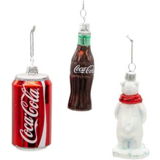 Clay Decorative Items Kurt Adler Coca-Cola Miniature 3 1/2-Inch Glass Ornament 3-Pack Set Adorno de Árbol de Navidad