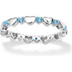 Blue Rings Palmbeach jewelry birthstone sterling silver heart ring-march-aquamarine