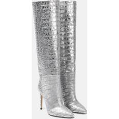 Silbrig Hohe Stiefel Paris Texas Stiefel aus Metallic-Leder Silber