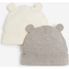 Beige Beanies Children's Clothing H&M Ribbed Ear Detail Beanies - Light Beige/Dark Beige Marl (1164281003)