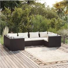 Rattan Sintetico Set da Lounge da Esterno vidaXL Mobili Giardino 6 pz Cuscini in Polyrattan Nero Set da Lounge da Esterno