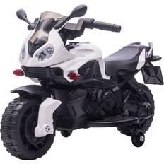 Aosom Ride-on Electric Motorcycle, Pedal Bike w/ Headlight, Training Wheels White White