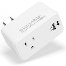 Plugable Wall Outlet Extender with USB-C and USB Charger, White PS1-CA1