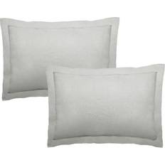 Highams 2 X Soft Oxford Edge Pillow Case Grey, Silver