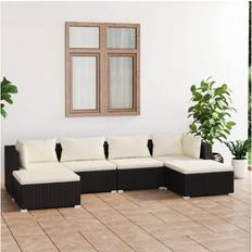 Polyrattan - Sort Loungesæt Havemøbler vidaXL 6-tlg. Lounge-Set