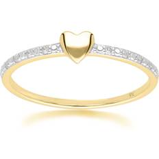 Gemondo Dainty Love Heart Diamond Band Ring - Gold/Diamonds