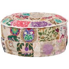 Poufs vidaXL Rond En Coton Fait À La Main 40 x 20 cm Rouge Pouf
