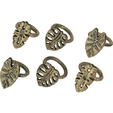 Zeckos Set Of 6 Bronze Cast Iron Tropical Leaf Napkin Ring