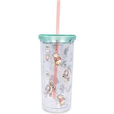 Blue Drinking Glasses Silver Buffalo Winnie The Pooh Character Toss Acrylic Carnival Cup with Lid and Straw Vaso