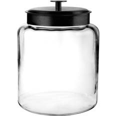 Anchor Hocking 2 Gallon Montana Glass Jar with Lid 2 Piece Black Metal Dishwasher Safe Kitchen Container