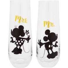 Nero Flûte Silver Buffalo Disney Mickey and Minnie 9-Ounce Stemless Fluted Champagne Glass