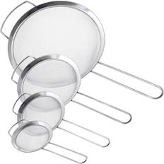 Tea Strainers Set of 4 Premium Quality Fine Mesh Stainless Steel Strainers with Wide Resting Ear Design 3 4 5.5 and 8 Sizes Tea Strainer