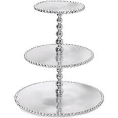 Gray Cake Plates Mariposa Pearled 3-Tiered Server Cake Plate