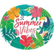 Party Supplies Amscan Summer Vibes Tropical Jungle Luau Theme Party 12 x 10 Oval Banquet Plates