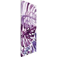 Papeles de acuarela Magnettafel Aquarell Tropische Blätter mit Monstera in Aubergine