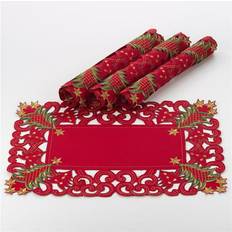 Saro Lifestyle QX227.R1420B Pandoro Collection Christmas Place Mat Red