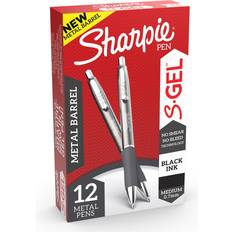 Bolígrafos de gel Sharpie S-Gel Gel Pens Sleek Metal Barrel Medium Point 0.7mm Black Ink 12 Count