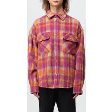 Palm Angels Brushed wool check oveshirt burgundy_beige