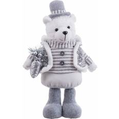 Metal Adornos de Árbol de Navidad BigBuy Christmas Navideío Blanco Gris Metal Tejido Oso Polar 20 x 10 x 33 cm Adorno de Árbol de Navidad