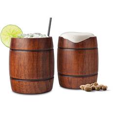 Final Touch Wood Barrel Cocktail Tumbler