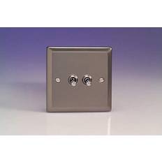 Grey Dimmers Varilight XRT2 Toggle Switches Pewter Effect 2 Gang