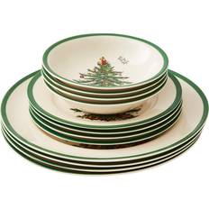 White microwave Spode Christmas Tree 12 Dinner Set 4pcs