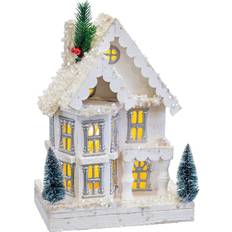 Casa christmas BigBuy Christmas Adorno Navideño Blanco Madera Casa 23 x 14 x 32 cm Decoración