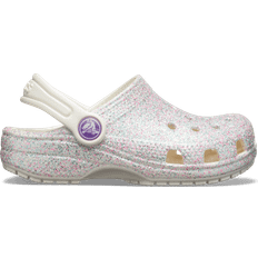 Weiß Pantoffeln Crocs Toddler's Classic Glitter Clog - Oyster