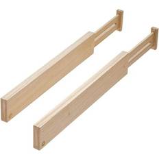 iDESIGN Adjustable Expandable Wood Drawer Organizer Natural 2 Count