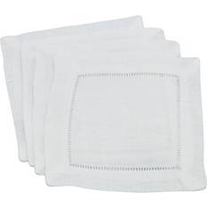 Monochrome Cloth Napkins Classic Hemstitched Border Linen Cloth Napkin White