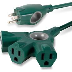 Green Power Strips & Branch Plugs Jasco Philips EZGrip 25FT 16AWG 3-Outlet Extension Cord Green Indoor/Outdoor