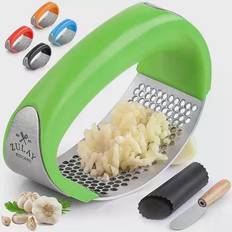 Green Garlic Presses Zulay Kitchen Steel Rocker Garlic Press