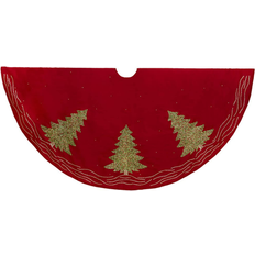 Red Christmas Tree Skirts Kurt Adler 60" Sequined Embroidered Christmas Tree Skirt