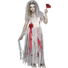 Fun World Zombie Bride Girls Costume Gray/Red/White