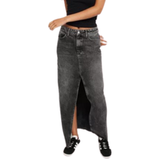 Long Denim Skirt - Grey