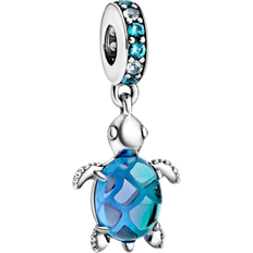 Pandora Sea Turtle Dangle Charm - Silver/Turquoise/Transparent