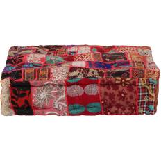 Rouge Porte-manteaux vidaXL Patchwork Pouffe Square Cotton Handmade 50 x 50 x 12 cm Red Porte-manteau 50cm