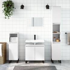 Mobiletti per Lavabi Singoli vidaXL Set di Mobili da Bagno 3 pz Bianco in Legno Multistrato