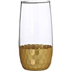 Gold Glasses Premier Housewares Olivia's Set of 4 Amelia Clear High Ball Honeycomb Drinking Glass