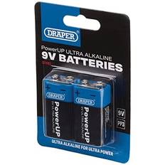 Draper PowerUP Ultra Alkaline 9V Batteries Pack of 2