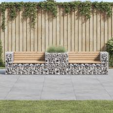 vidaXL Mit Gabione Massivholz Kiefer Braun Gartenbank