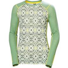 Helly Hansen Women’s Lifa Merino Midweight Graphic Long-Sleeve Crew Base Layer - Green