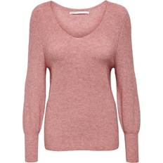 Mujer - Rosa Ropa Only Latia Long V-neck Knitted Pullover - Rose/Dusty Rose