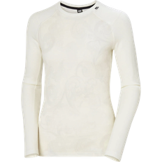 Beige Base Layer Tops Helly Hansen Women’s Lifa Merino Midweight Graphic Long-Sleeve Crew Base Layer - Off White R