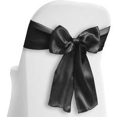 Lann's Linens Lann's Linens 10 Elegant Satin Wedding/Party Chair Cover Sashes/Bows Ribbon Tie Back Sash Black