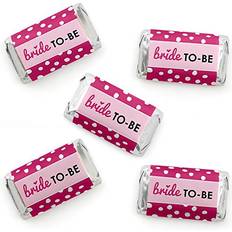 Pink Sashes Big Dot of Happiness Bride-To-Be Mini Candy Bar Wrapper Stickers Party Small Favors 40 Ct Pink Pink