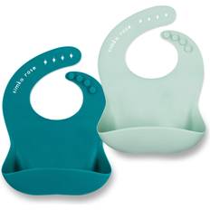 Simka Rose Silicone Baby Bibs, 2 Pack Emerald/Sage Emerald/Sage