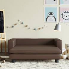 vidaXL børnesofa med fodskammel 100x50x30 kunstlæder brun