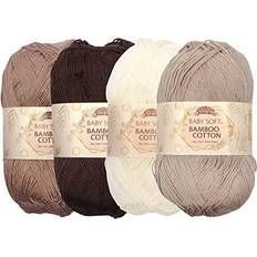 Yarn & Needlework Supplies JubileeYarn Baby Soft Bamboo Cotton Yarn 50gSkein Shades of Brown 4 Skeins