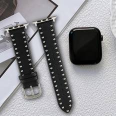 Smartwatch Strap Shein Classic Soft Black Edge Decorated With Mushroom Nails Band for Apple Watch Ultra 38/40/41/42/44/45/49mm